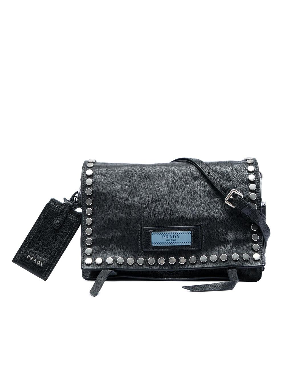 Prada Glace Calf Studded Etiquette Flap #359853P75B